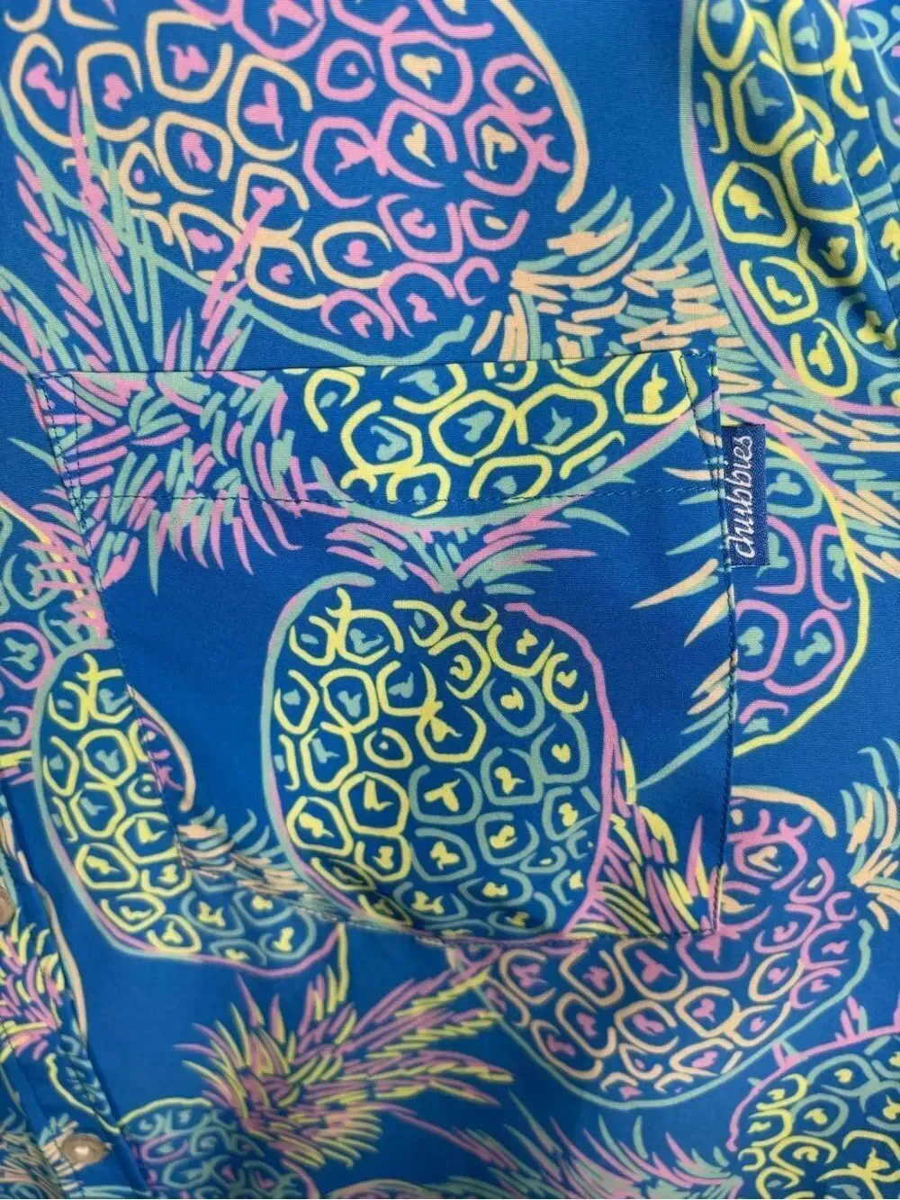 Chubbies Men’s neon pineapple performance polo size large vacation tropical golf